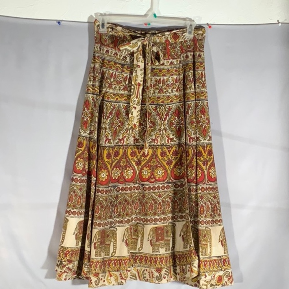 Funky People Bohemian OS Wrap Print Midi Skirt